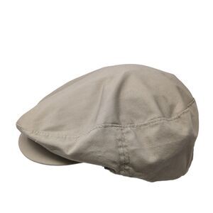 DP Newsboy Flat Cap Tan One Size Adjustable Lightweight Snap Button Blank